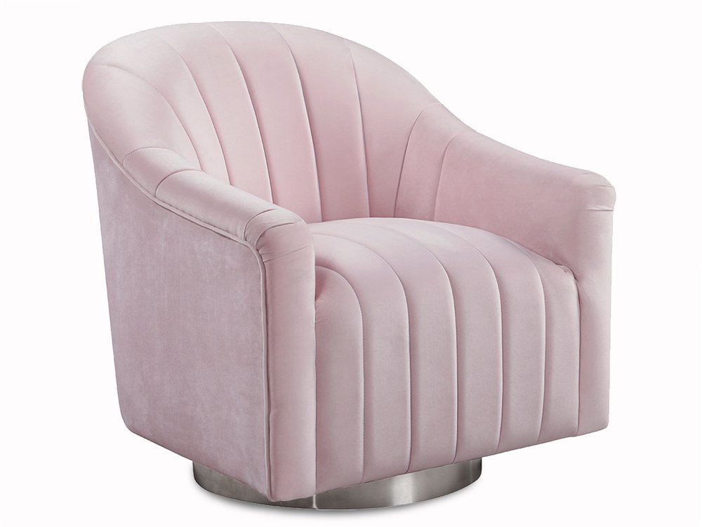 LPD LPD Tiffany Pink Upholstered Fabric Swivel Chair