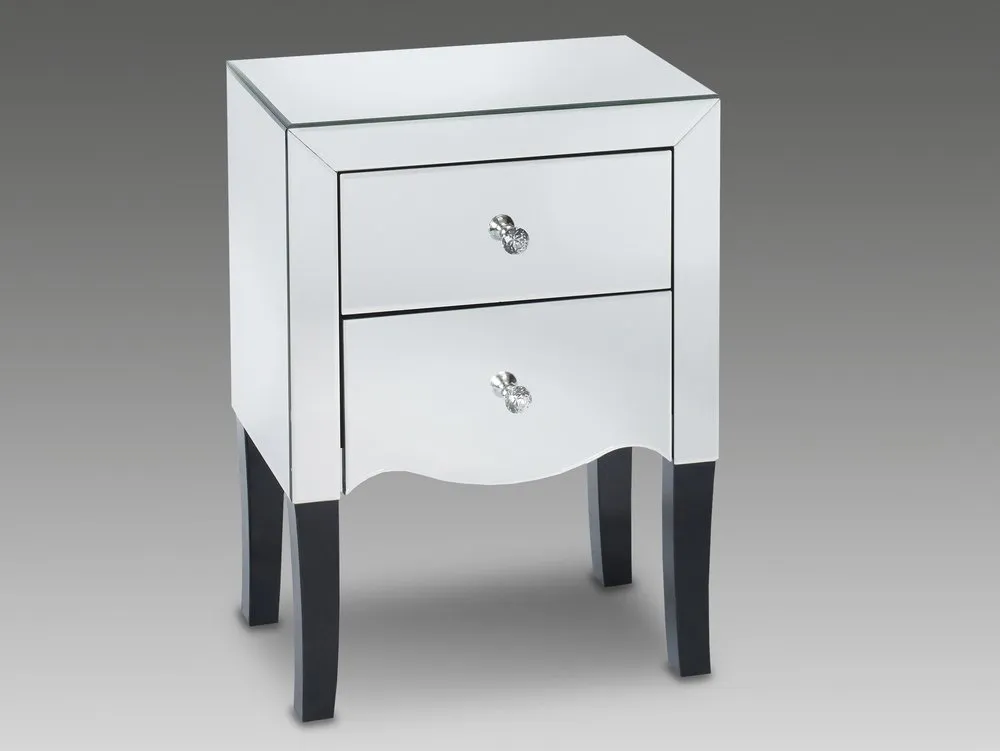 LPD LPD Valentina 2 Drawer Mirrored Small Bedside Table (Assembled)