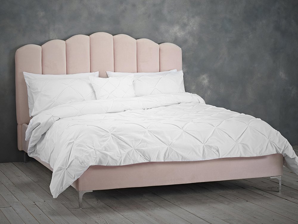 Lpd Willow 4ft6 Double Pink Velvet, Low Fabric Bed Frames