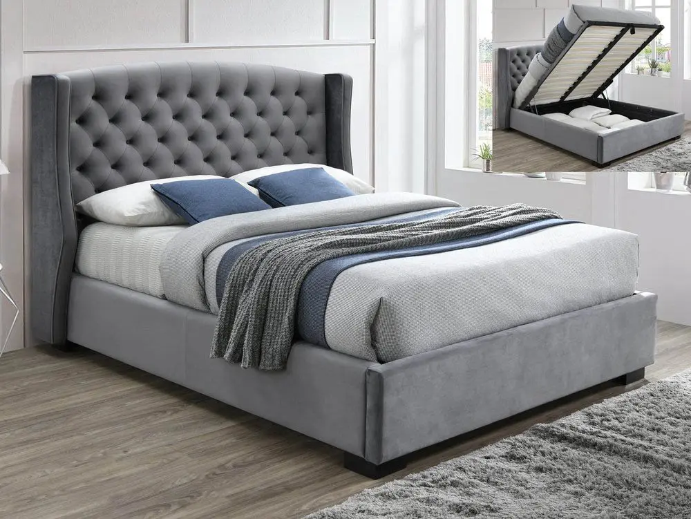 Sareer Sareer Ambassador Dark Grey Fabric Ottoman Bed Frame
