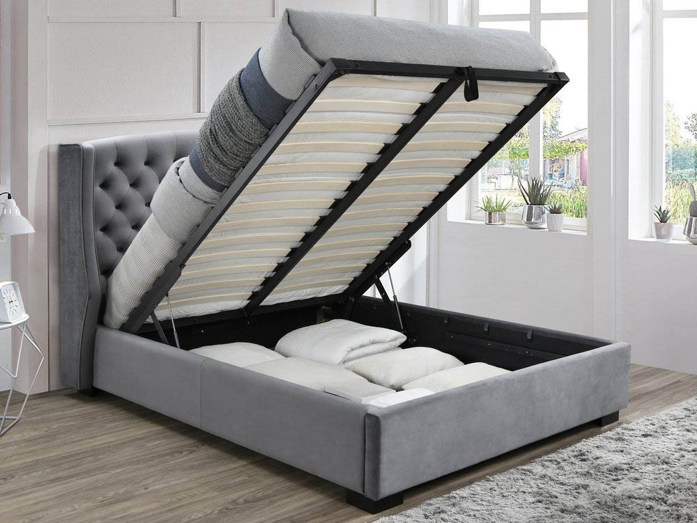 Sareer Sareer Ambassador 4ft6 Double Dark Grey Upholstered Fabric Ottoman Bed Frame