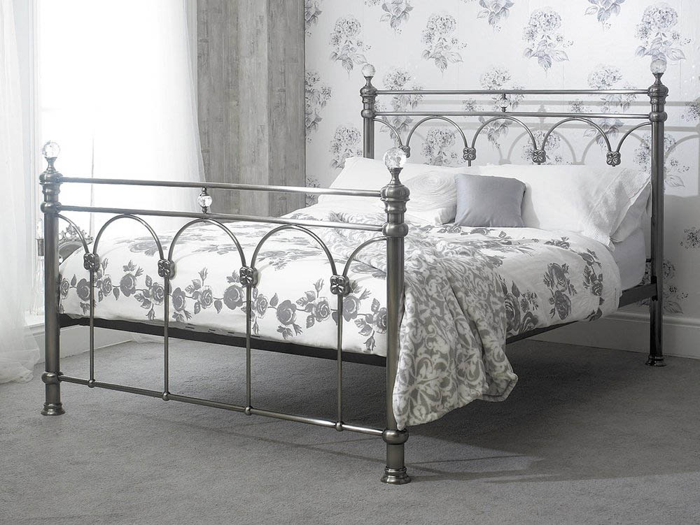 Sareer Sareer Sonita 4ft6 Double Brushed Nickel Metal Bed Frame