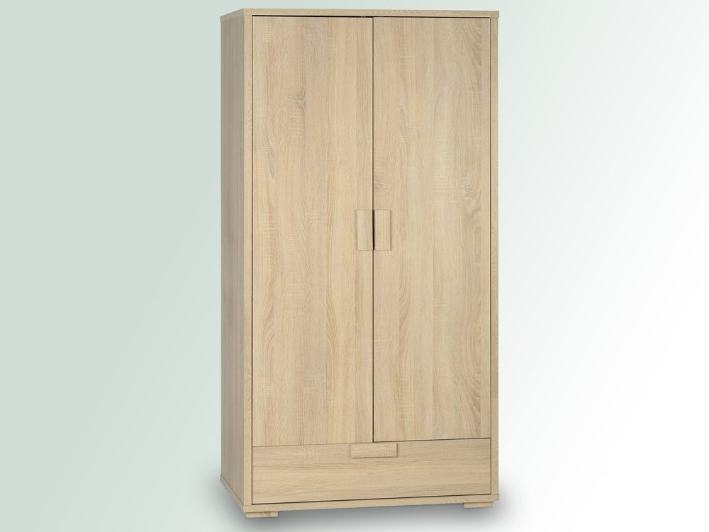 Seconique Seconique Cambourne Light Sonoma Oak 2 Door 1 Drawer Double Wardrobe (Flat Packed)