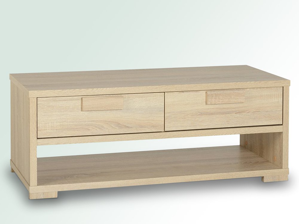 Seconique Seconique Cambourne Light Sonoma Oak 2 Drawer Coffee Table (Flat Packed)