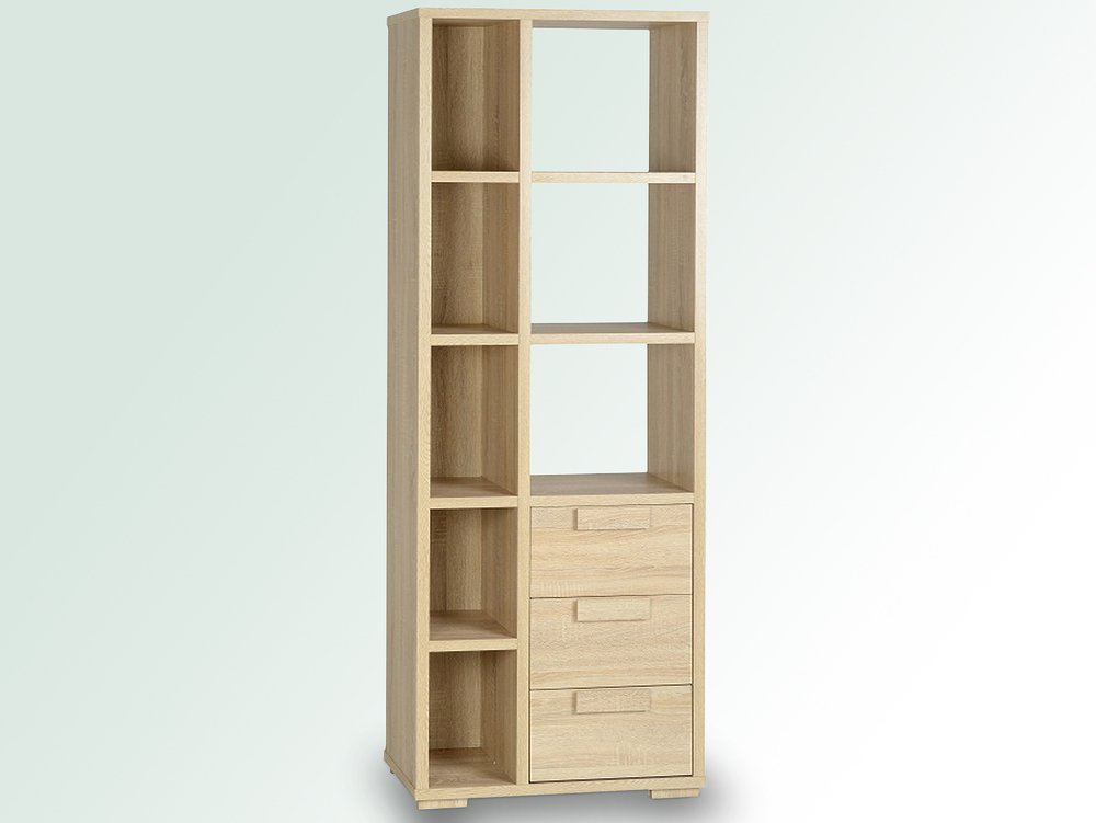 Seconique Seconique Cambourne Light Sonoma Oak 3 Drawer Display Cabinet (Flat Packed)