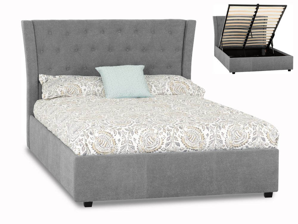 Seconique Seconique Camden 4ft6 Double Grey Upholstered Fabric Ottoman Bed Frame