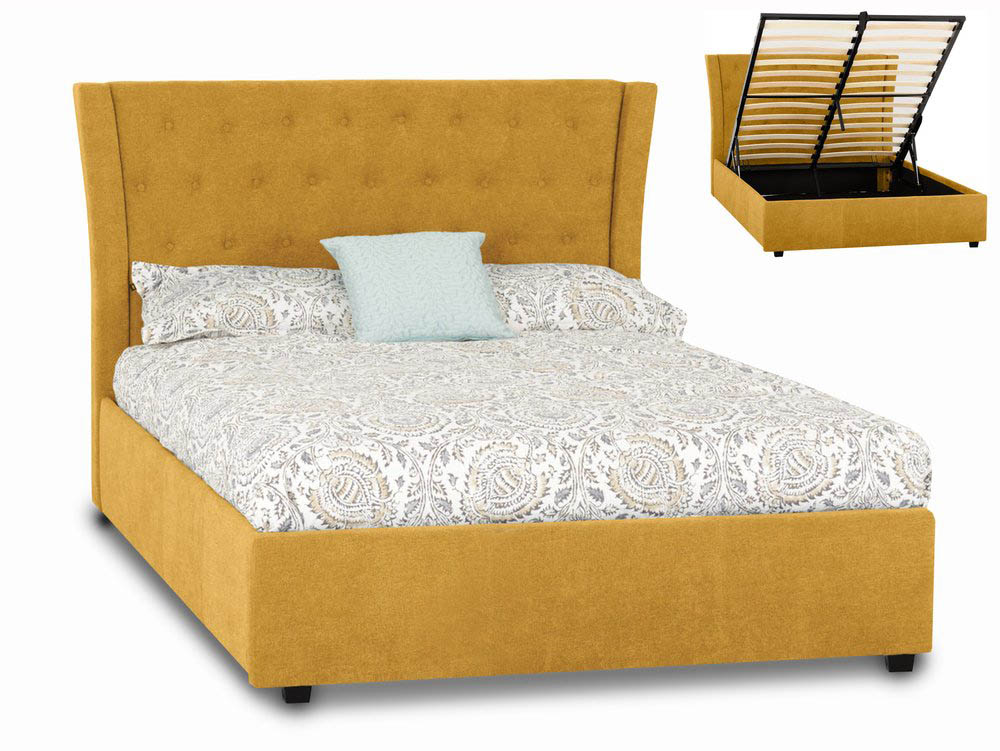Seconique Seconique Camden 4ft6 Double Mustard Upholstered Fabric Ottoman Bed Frame