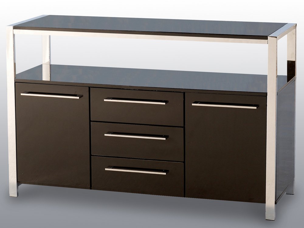 Seconique Seconique Charisma Black High Gloss 2 Door 3 Drawer Sideboard (Flat Packed)