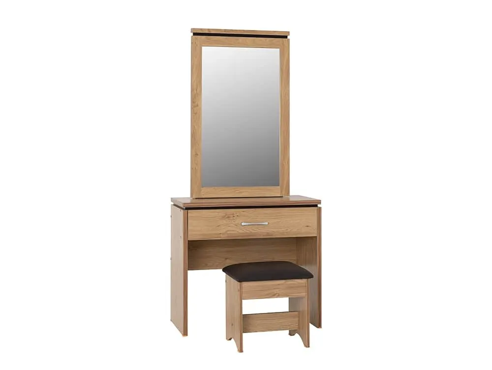 Seconique Seconique Charles Oak 1 Drawer Dressing Table with Mirror and Stool
