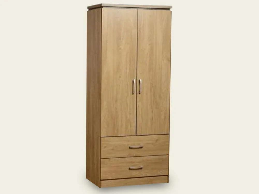 Seconique Seconique Charles Oak 2 Door 2 Drawer Double Wardrobe