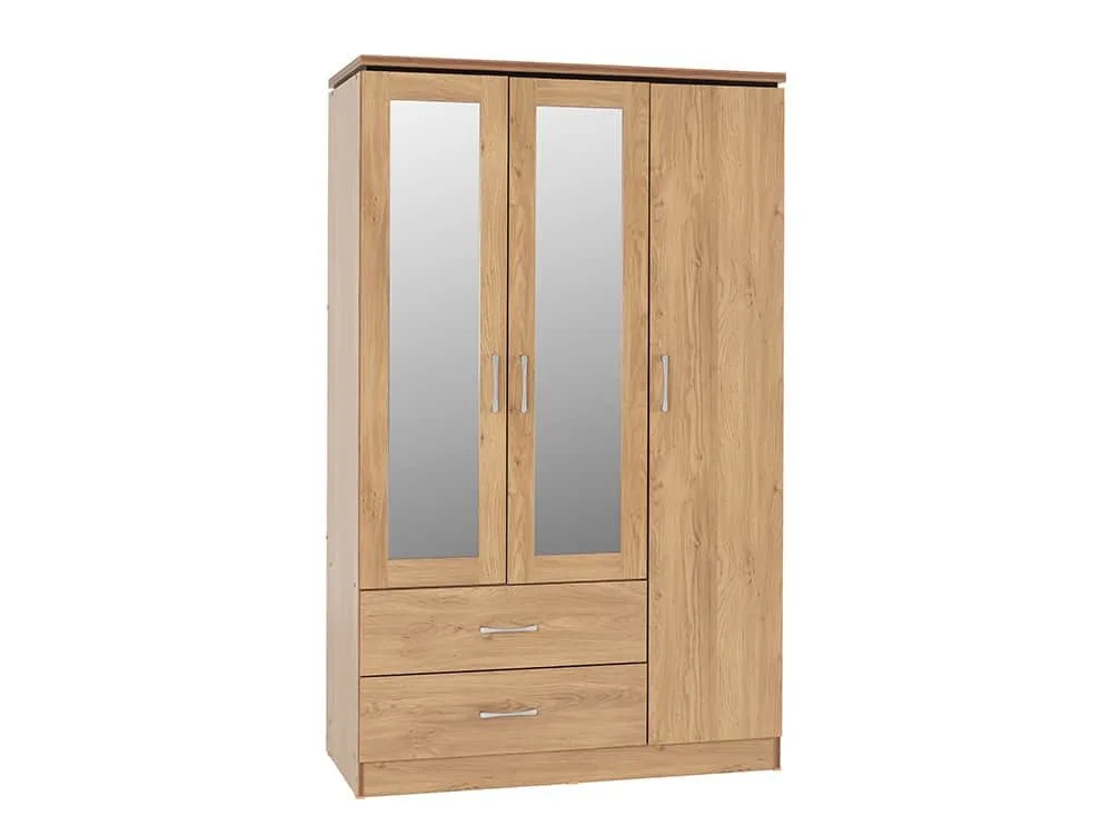 Seconique Seconique Charles Oak 3 Door 2 Drawer Triple Wardrobe