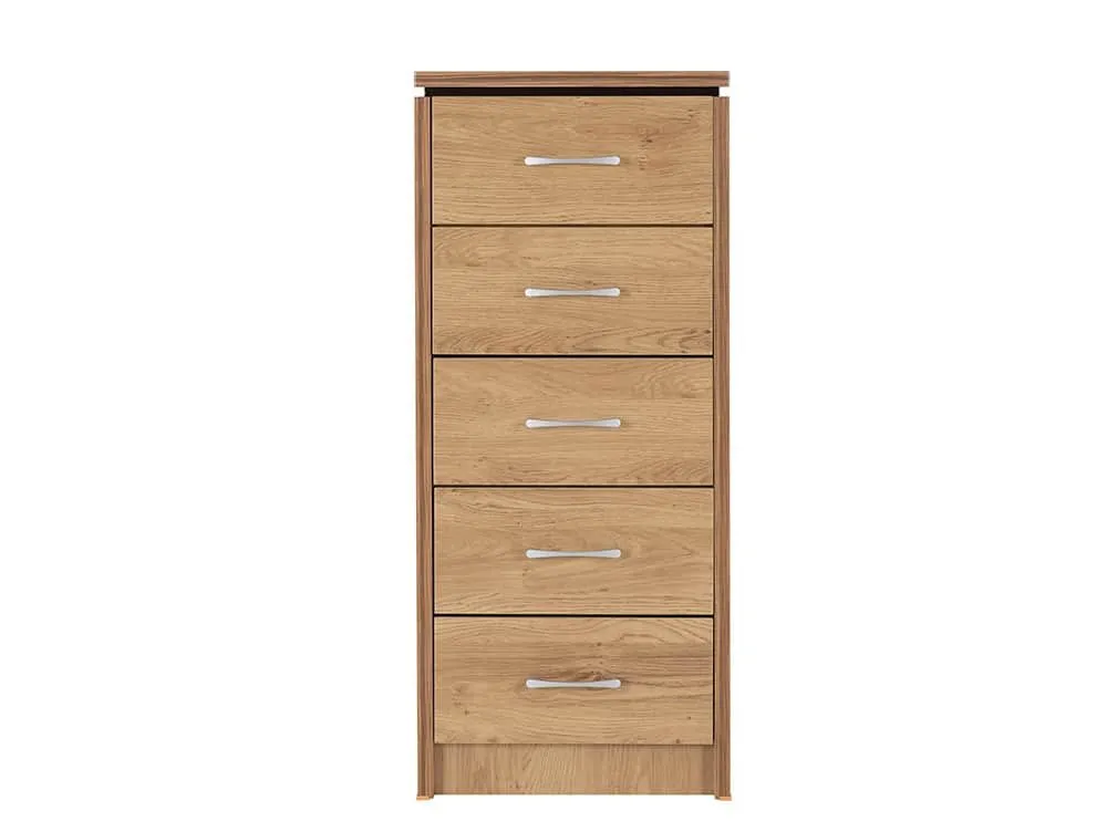 Seconique Seconique Charles Oak 5 Drawer Tall Narrow Chest of Drawers