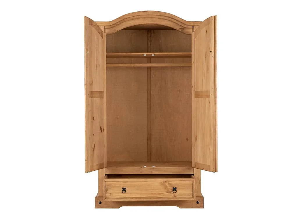 Seconique Seconique Corona Pine 2 Door 1 Drawer Double Wardrobe