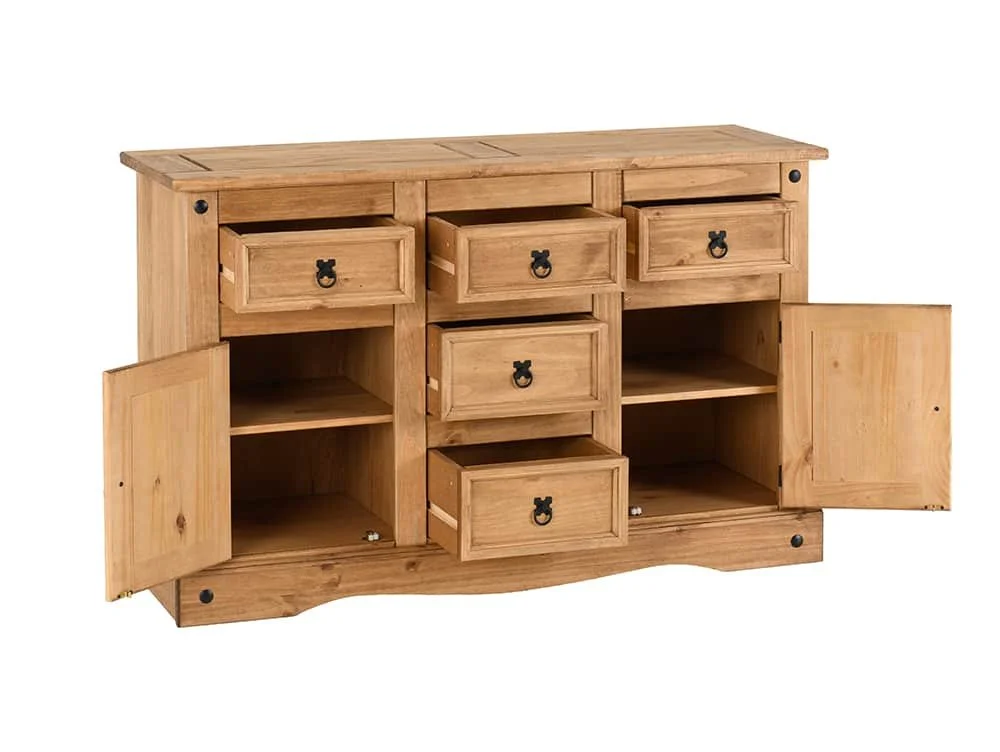 Seconique Seconique Corona Pine 2 Door 5 Drawer Wooden Sideboard