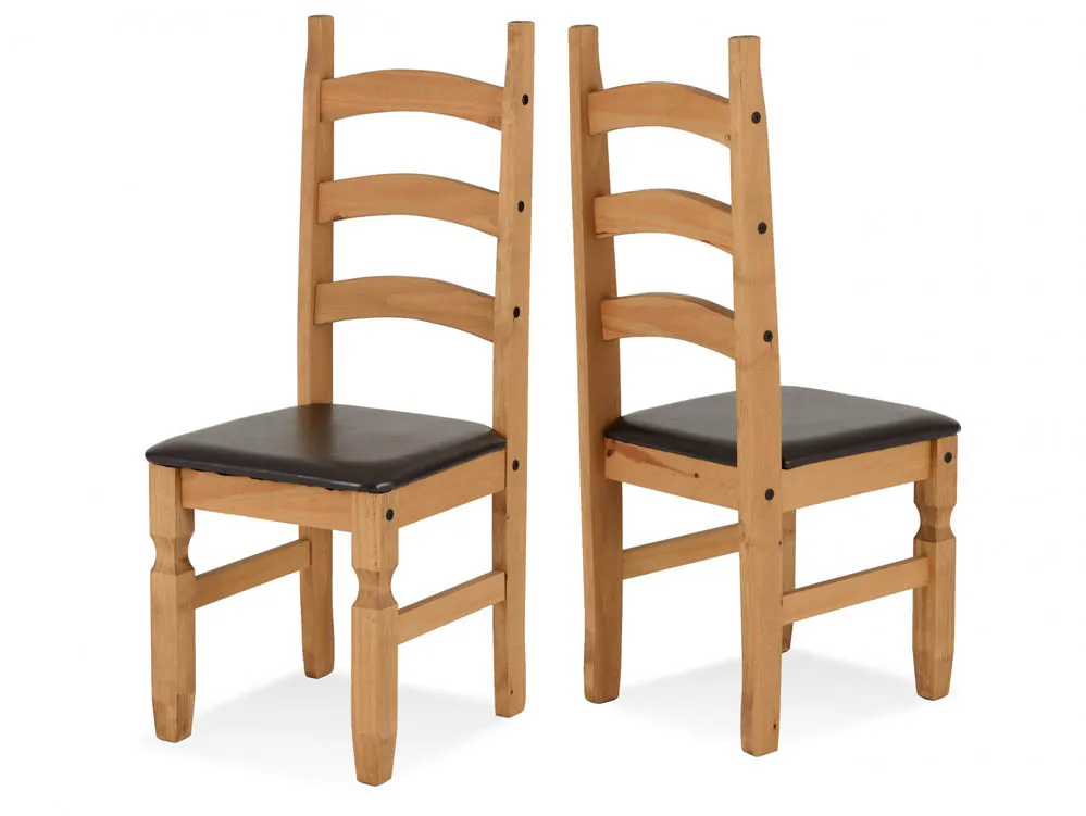 Seconique Seconique Corona Set of 2 Pine and Brown Wooden Dining Chairs