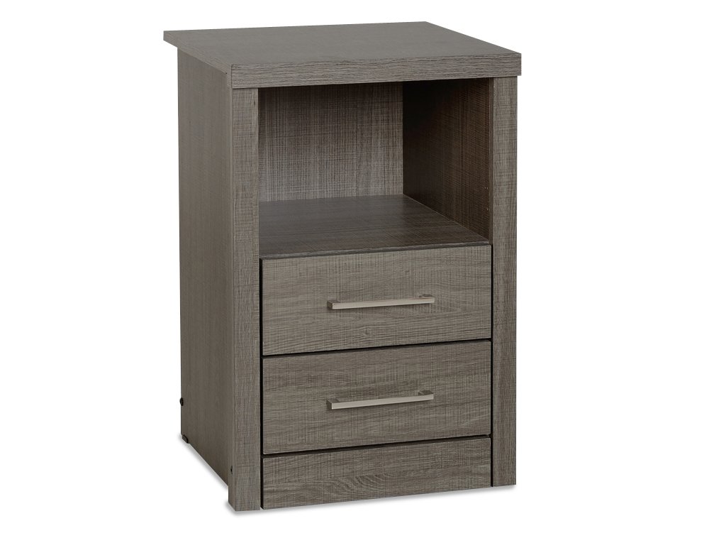 Seconique Seconique Lisbon Black Wood Grain Effect 2 Drawer Bedside Cabinet (Flat Packed)