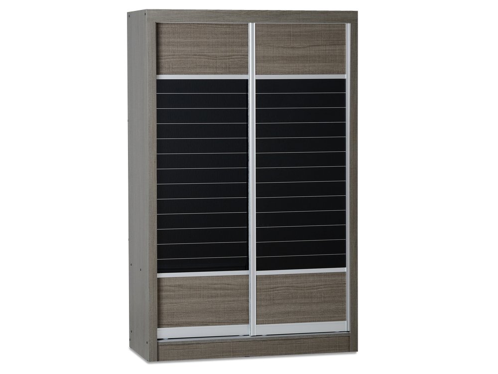 Seconique Seconique Lisbon Black Wood Grain Effect Sliding Door Double Wardrobe (Flat Packed)