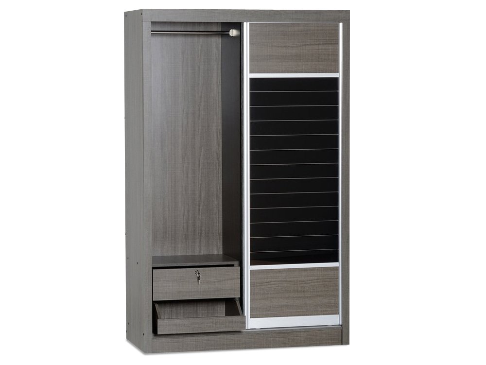 Seconique Seconique Lisbon Black Wood Grain Effect Sliding Door Double Wardrobe (Flat Packed)