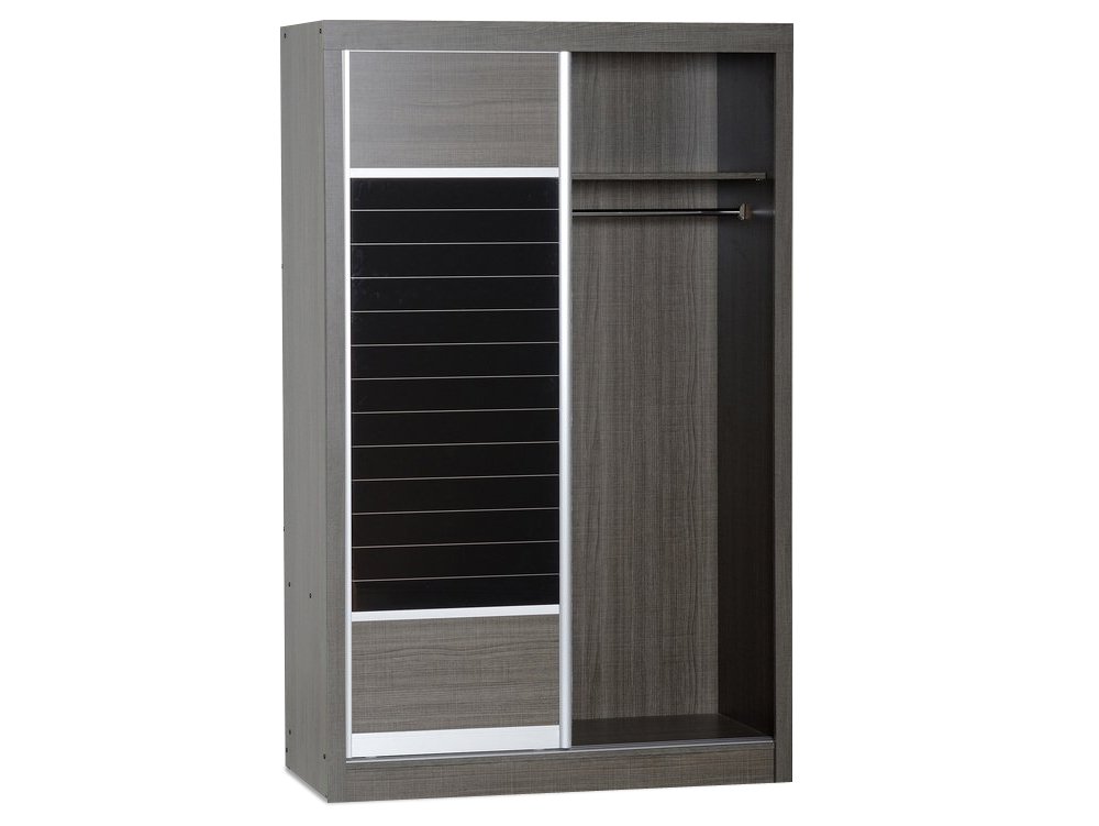 Seconique Seconique Lisbon Black Wood Grain Effect Sliding Door Double Wardrobe (Flat Packed)