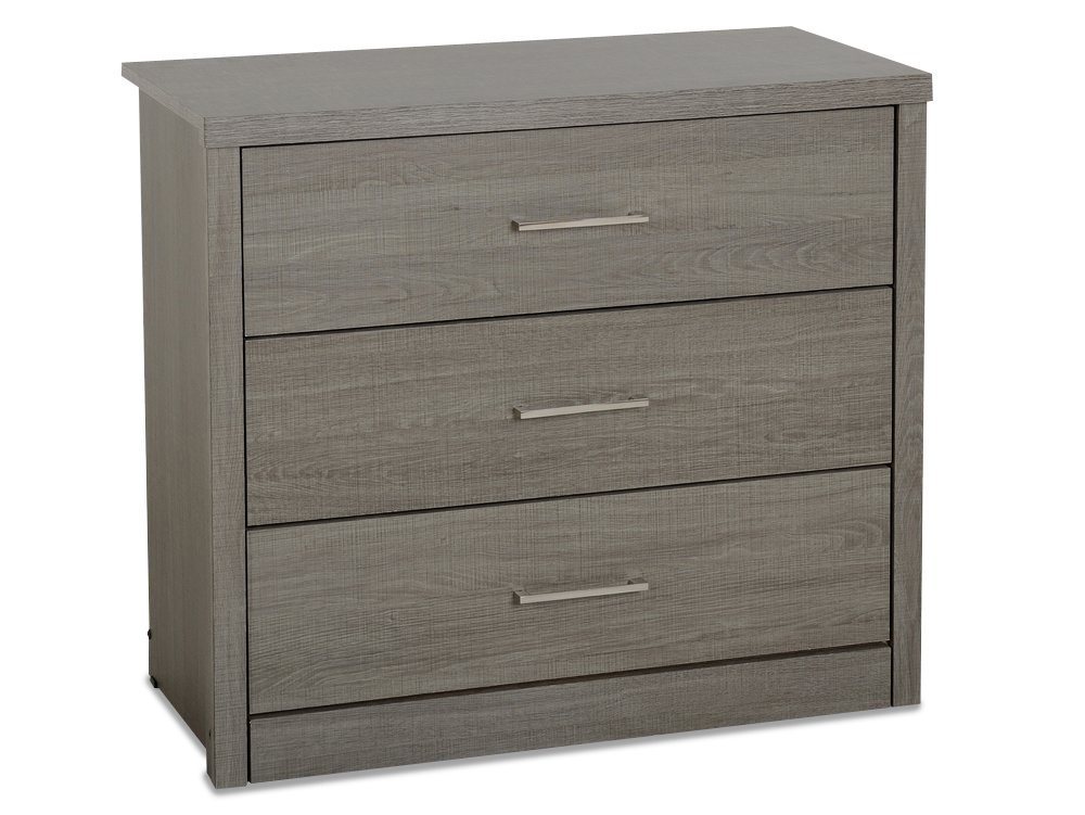 Seconique Seconique Lisbon Black Wood Grain Effect 3 Drawer Low Chest of Drawers (Flat Packed)