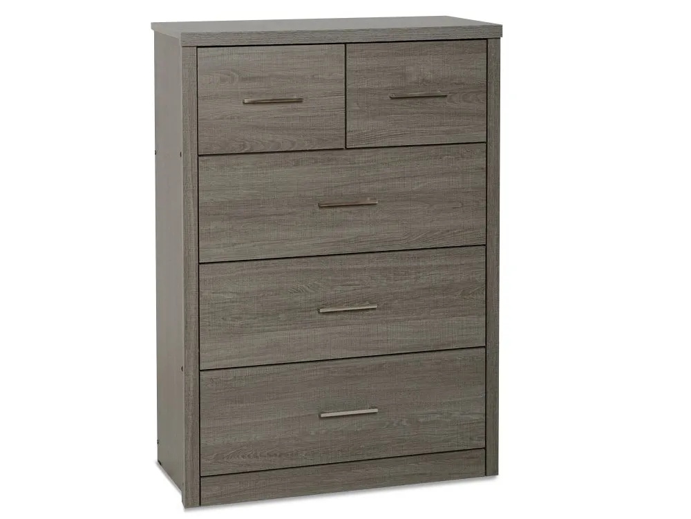 Seconique Seconique Lisbon Black Wood Grain Effect 3+2 Drawer Chest of Drawers