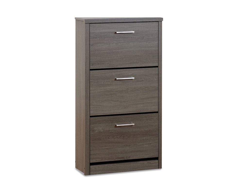 Seconique Lisbon Shoe Cabinet Black Wood Grain One Size