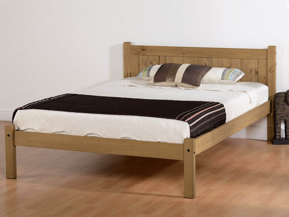 Seconique Seconique Maya 4ft6 Double Distressed Wax Pine Wooden Bed Frame