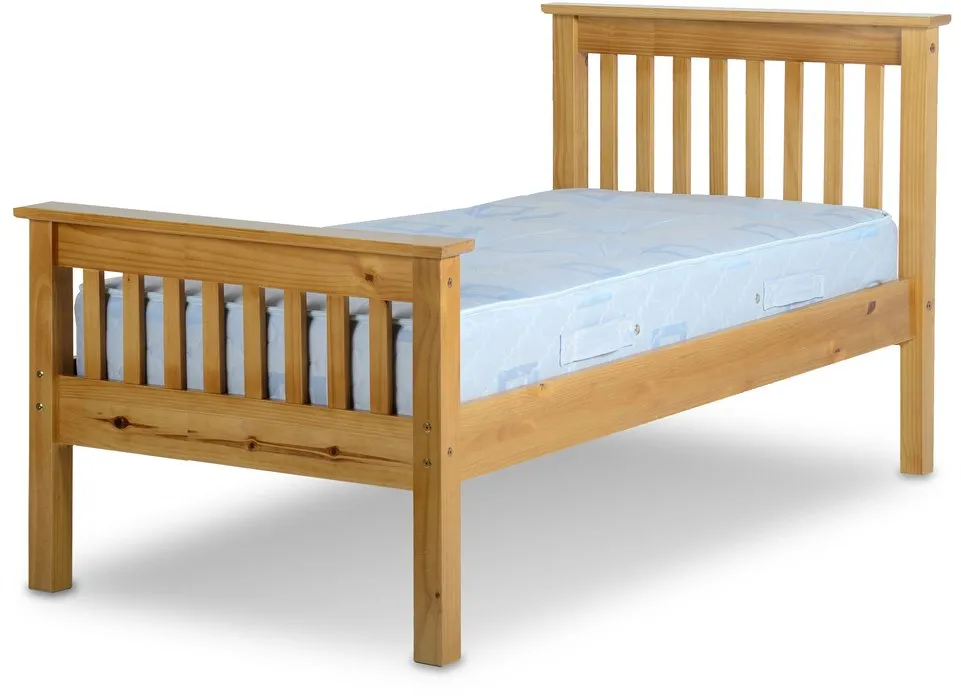 Seconique Seconique Monaco 3ft Single Wax Pine Wooden Bed Frame (High Footend)