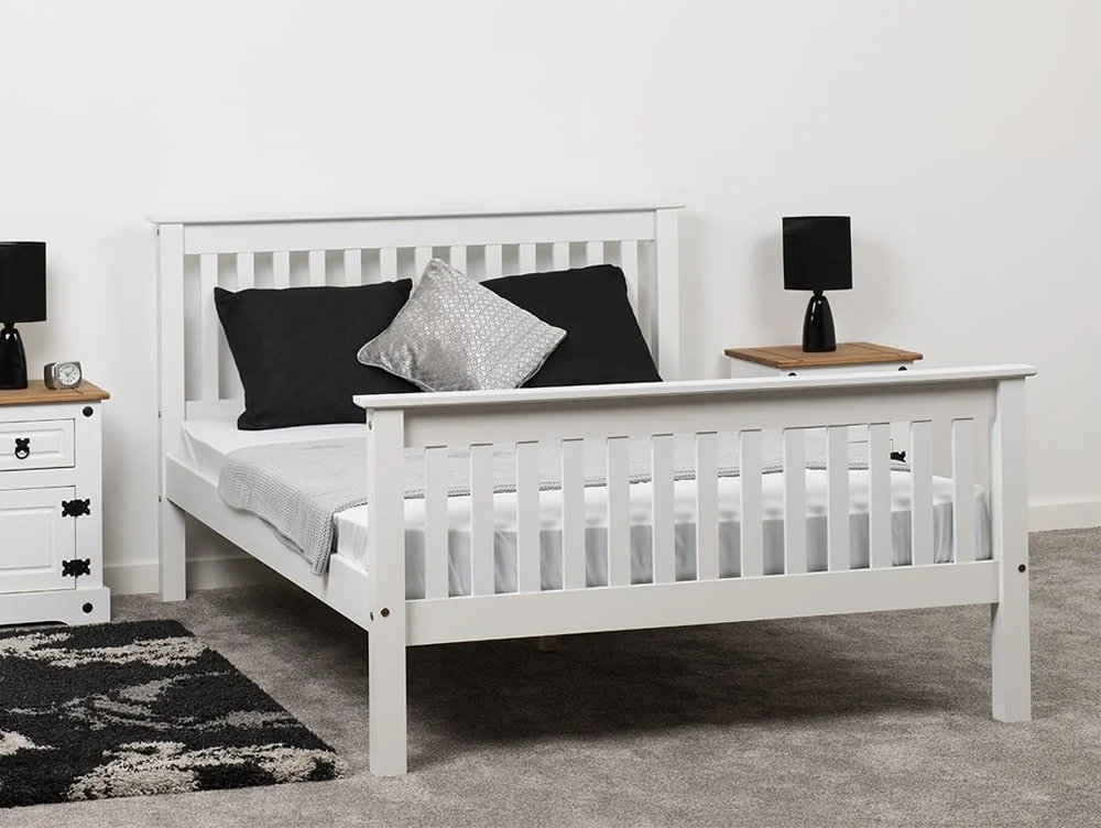 Seconique Seconique Monaco White Wooden Bed Frame (High Footend)