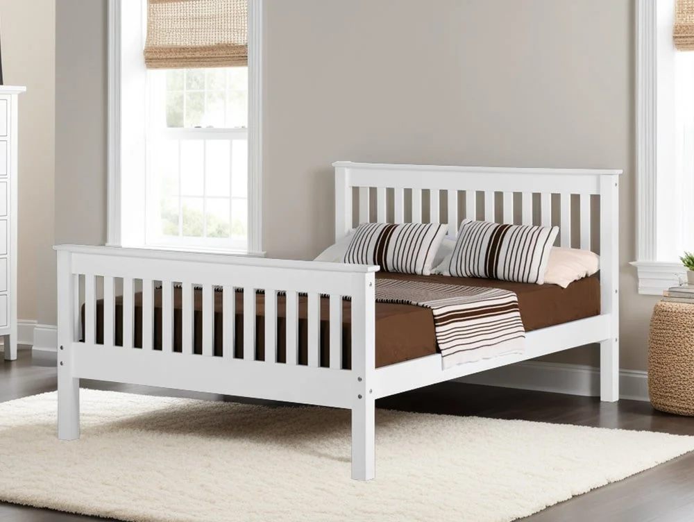 Seconique Seconique Monaco White Wooden Bed Frame (High Footend)