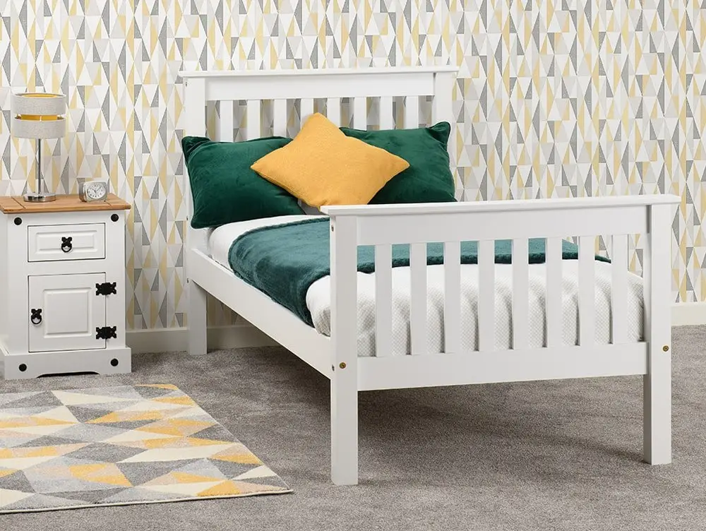Seconique Seconique Monaco White Wooden Bed Frame (High Footend)