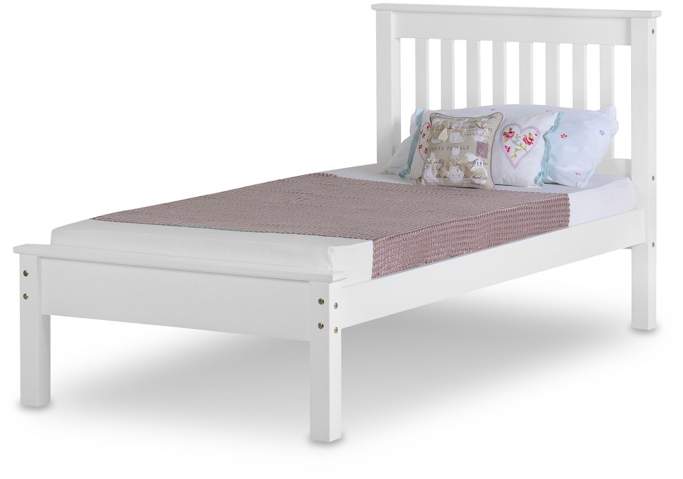 Seconique Monaco 3ft Single White, Full Size White Wooden Bed Frame With Headboard