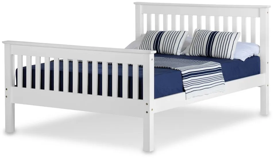 Seconique Seconique Monaco 4ft Small Double White Wooden Bed Frame (High Footend)