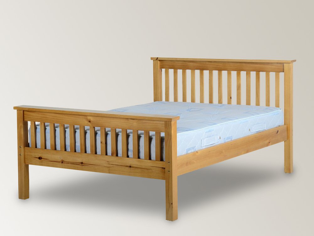Seconique Seconique Monaco 4ft6 Double Antique Pine Wooden Bed Frame (High Footend)
