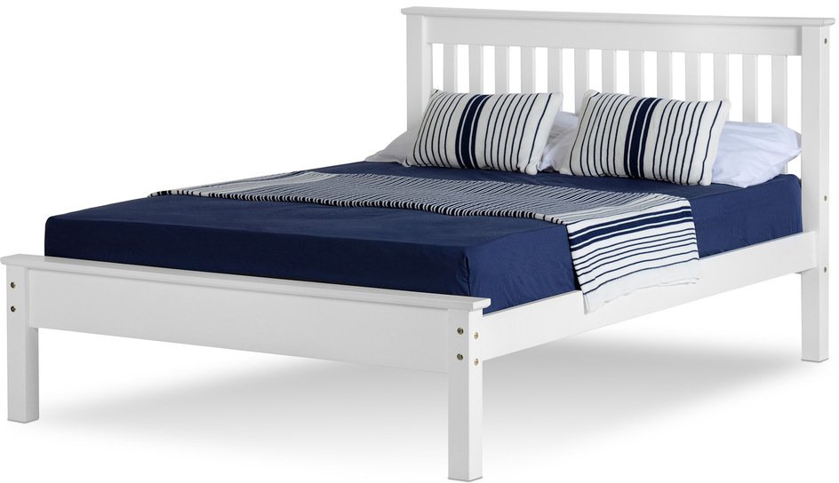 Seconique Monaco 4ft6 Double White, Blue Wooden Double Bed Frame