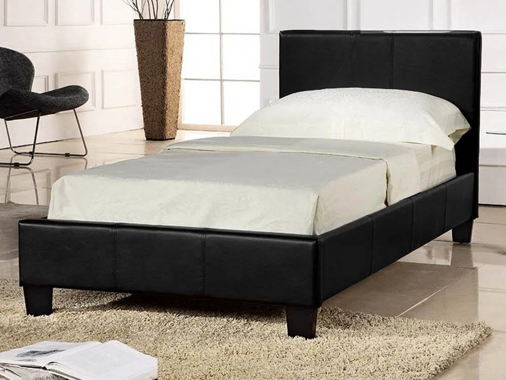 Seconique Seconique Prado 3ft Single Black Faux Leather Bed Frame