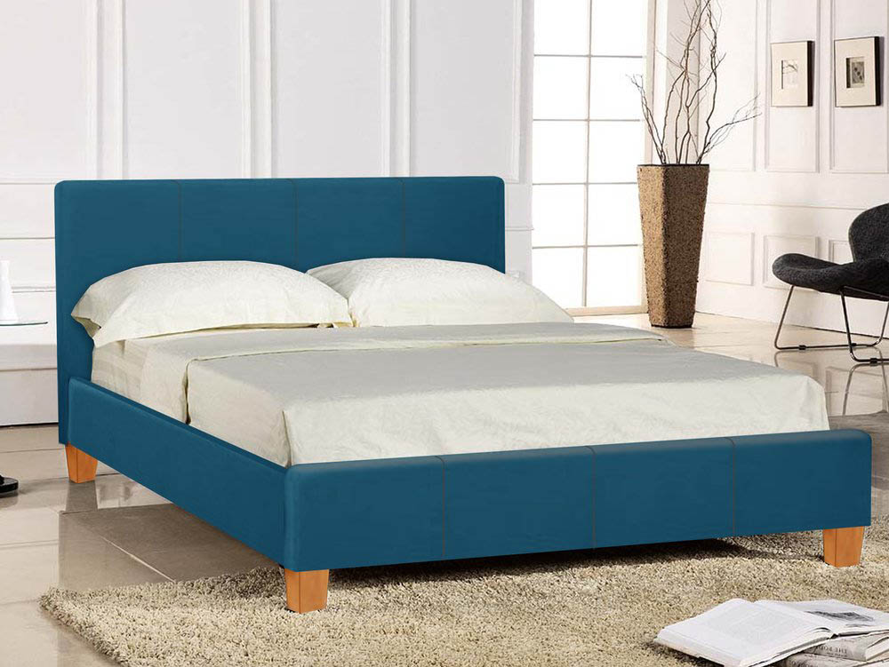 Seconique Prado 4ft6 Double Petrol Blue, Blue Fabric Double Bed Frame