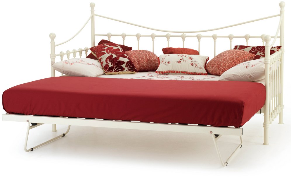 Serene Serene Marseille 3ft Single Ivory Metal Day Bed with Guest Bed Frame