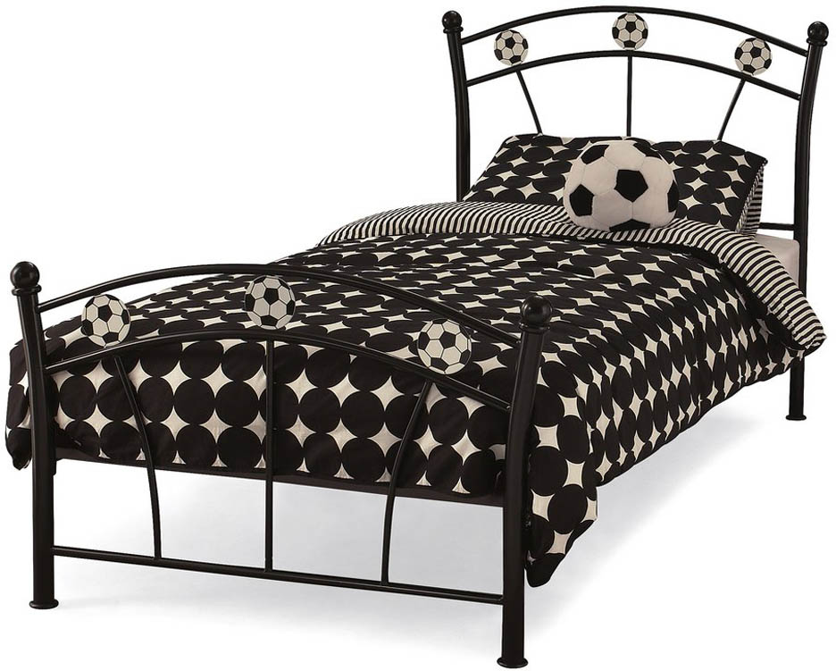 Serene Serene Soccer Football 3ft Single Black Metal Bed Frame