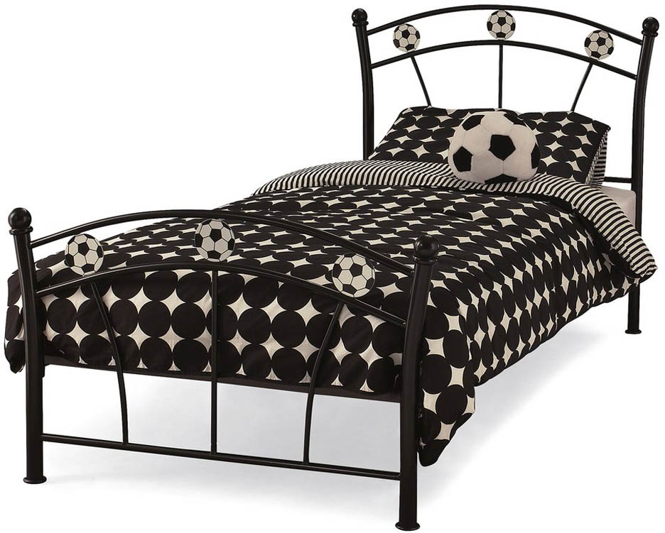 Serene Serene Soccer Football 3ft Single Black Metal Bed Frame
