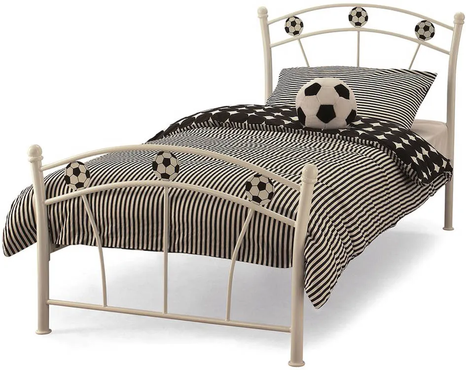 Serene Serene Soccer Football 3ft Single White Metal Bed Frame