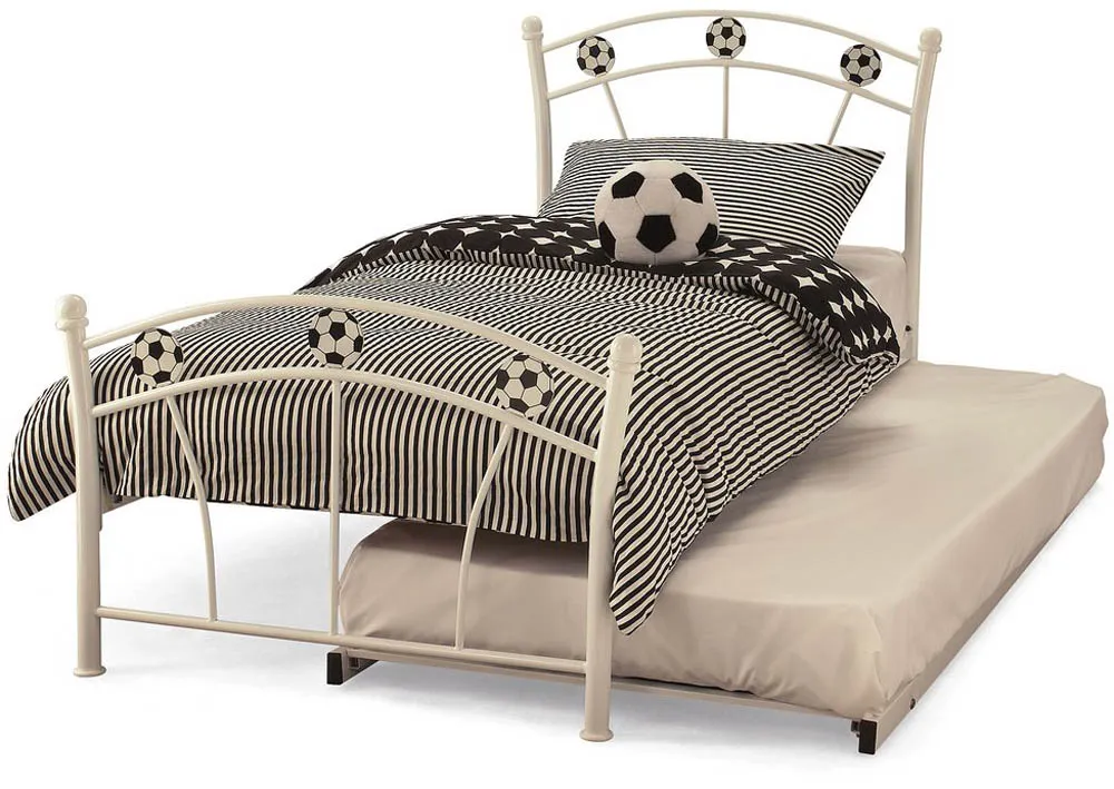 Serene Serene Soccer 3ft Single Football White Metal Guest Bed Frame
