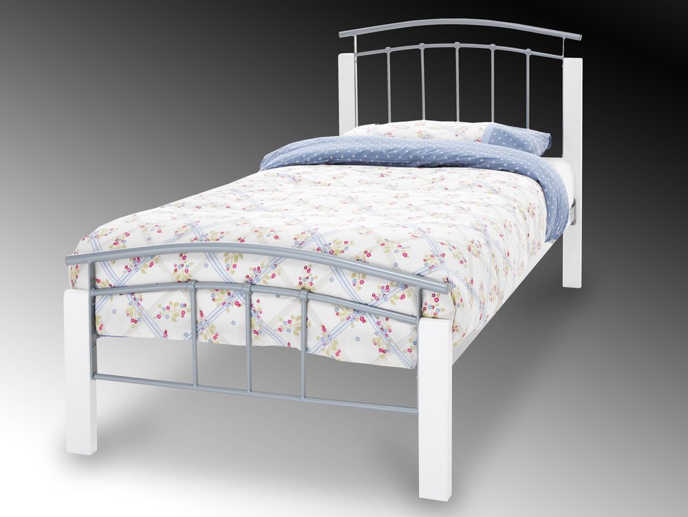Serene Serene Tetras 3ft Single Silver and White Metal Bed Frame