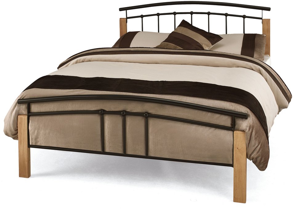 Serene Serene Tetras 4ft6 Double Black and Beech Metal Bed Frame
