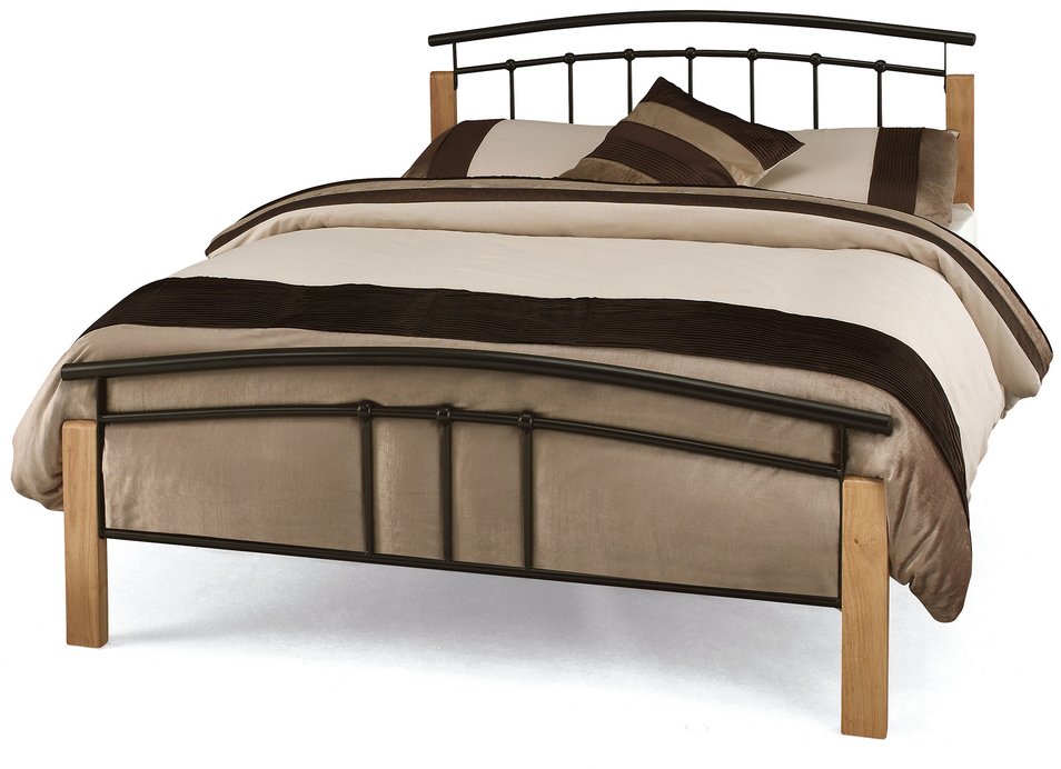 Black And Beech Metal Bed Frame, How Much Does A Full Size Metal Bed Frame Cost Uk