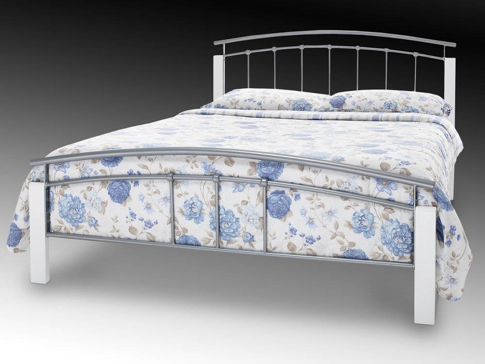 Serene Serene Tetras 5ft King Size Silver and White Metal Bed Frame