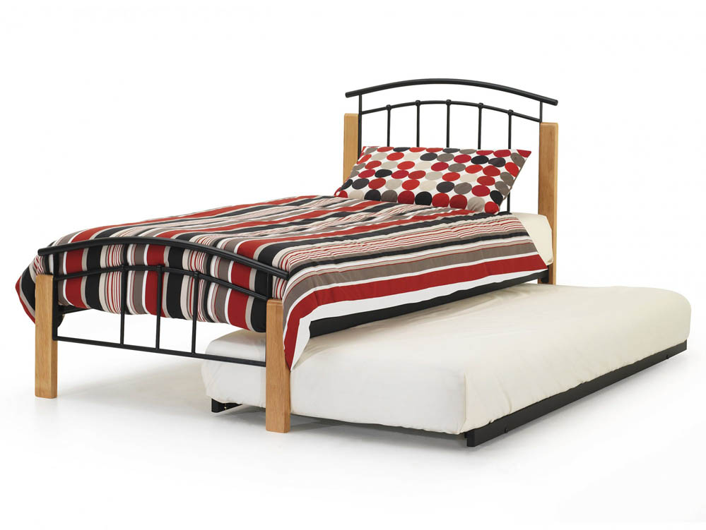 Serene Serene Tetras 3ft Single Black and Beech Metal Guest Bed Frame