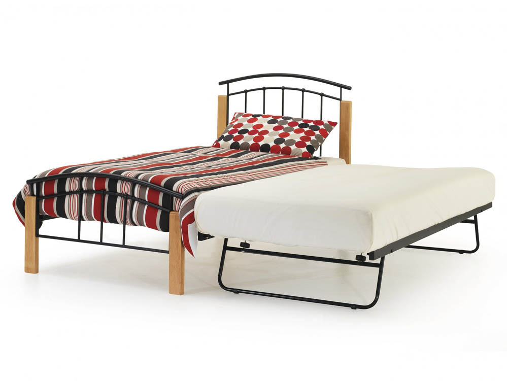 Serene Serene Tetras 3ft Single Black and Beech Metal Guest Bed Frame