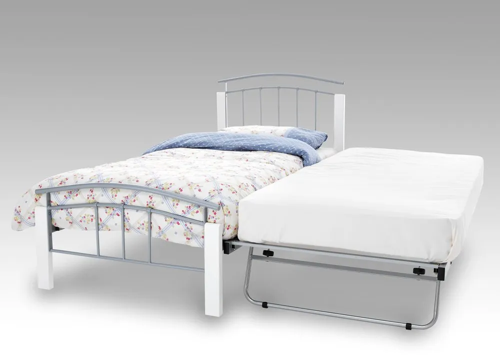 Serene Serene Tetras 3ft Single Silver and White Metal Guest Bed Frame