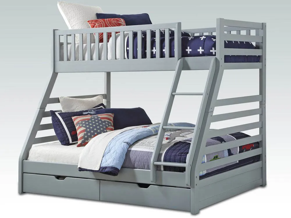 Sweet Dreams Sweet Dreams Space 3ft plus 4ft6 Grey Wooden Triple Bunk Bed Frame